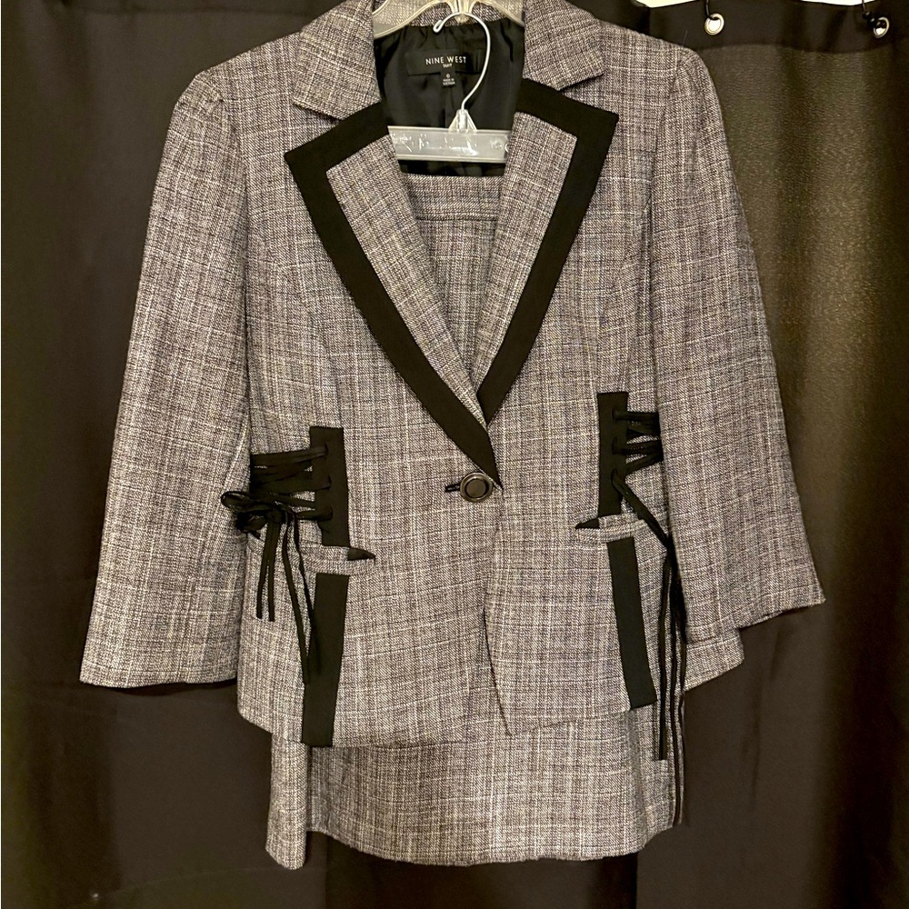 Nine west Gray Checkered Suit